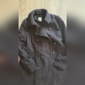 H&M Black Double-Breasted Wool Pea Coat